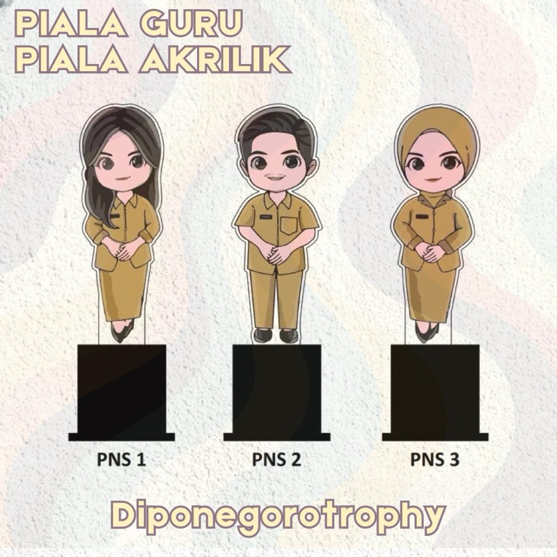 Piala Guru ( Baju Dinas Coklat ) Plakat Guru Hadiah Hari Guru Plakat Guru Cinderamata Guru Piala Pen