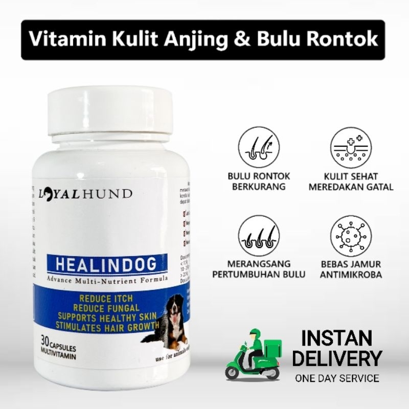 Healindog Vitamin Bulu Anjing Rontok Melebatkan Bulu Anjing & Vitamin Obat Kulit Anjing