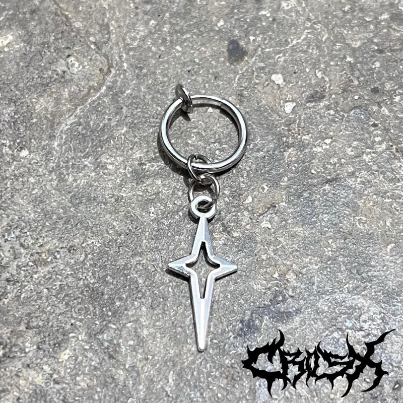 YOP EARRINGS / 1PCS ANTING JEPIT SILVER EARRINGS ANTING SILVER ANTING HITAM ANTING NON TINDIK FAKE P