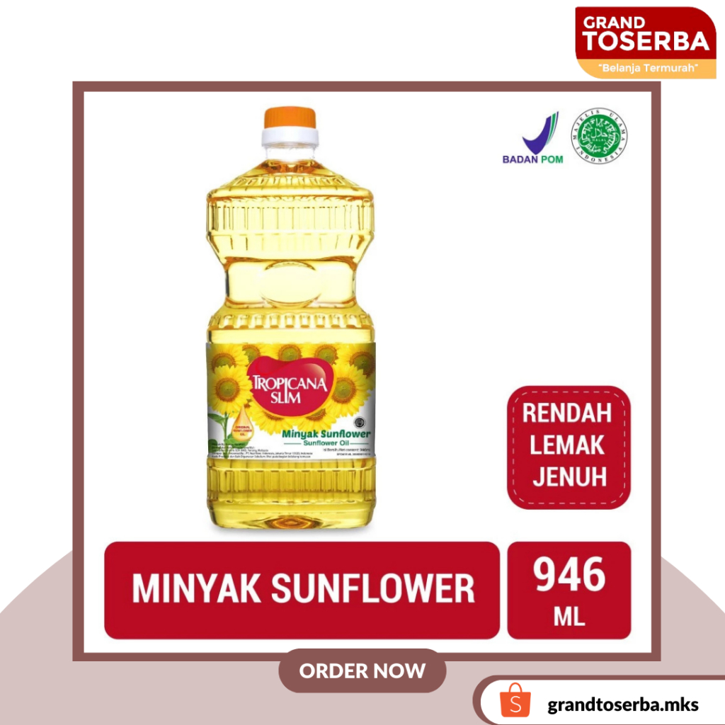 

TROPICANASLIM Minyak Goreng Bunga Matahari Tropicana Slim Sunflower Oil 946ml (Botol) Sun Flower Oil / Canola Kanola Oil