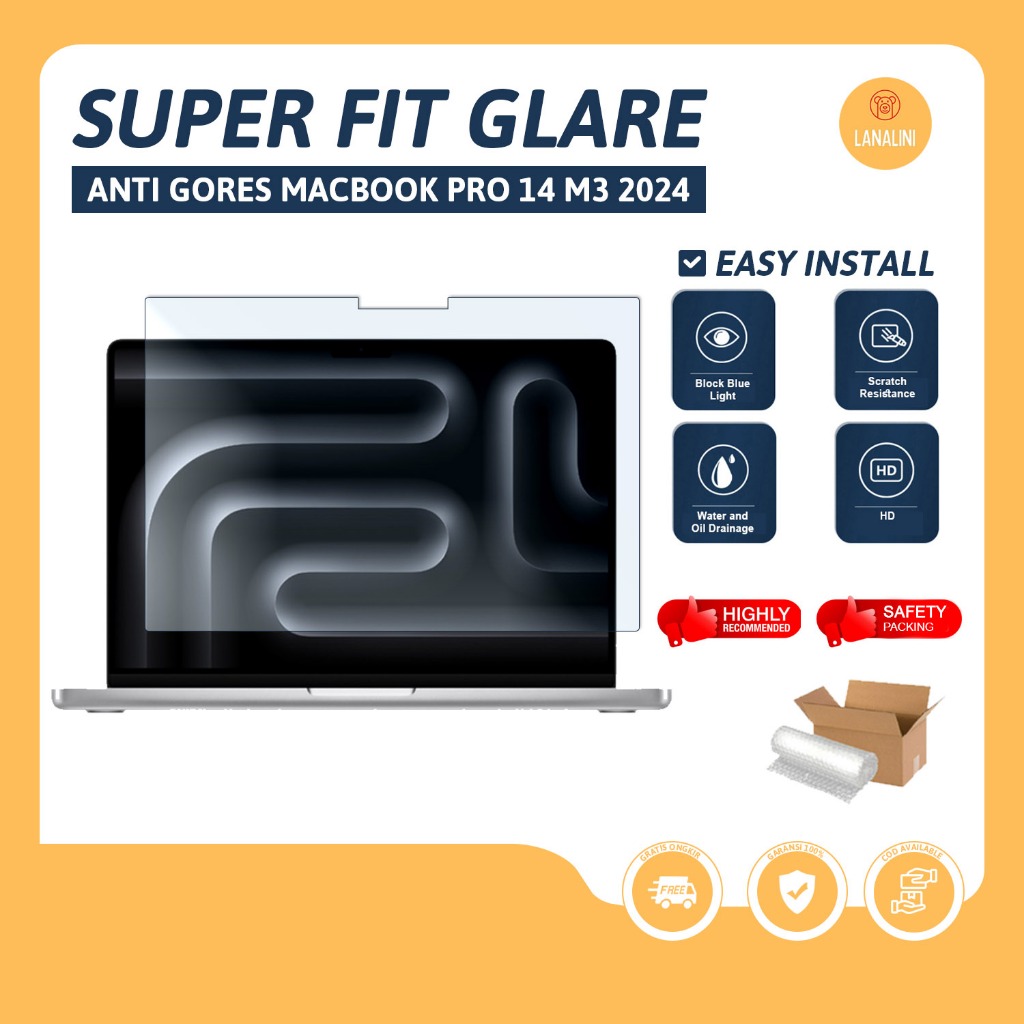Anti Gores Full Cover  MacBook Pro M1 M2 M3 14.2 14" A2992 A2442 A2779 A2918 Screen Protector Matte 
