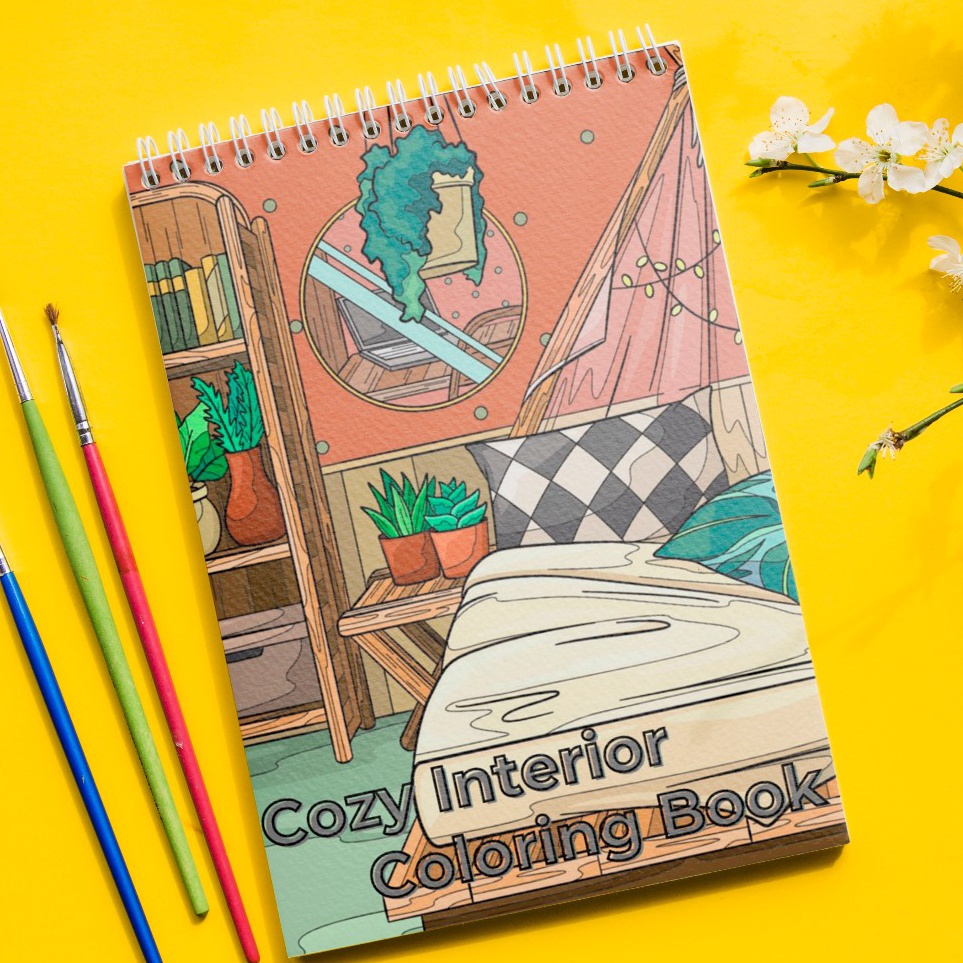 

KODE D94P Coloring Book Cozy Interior Edition Aesthetic Interior Buku Mewarnai Dewasa