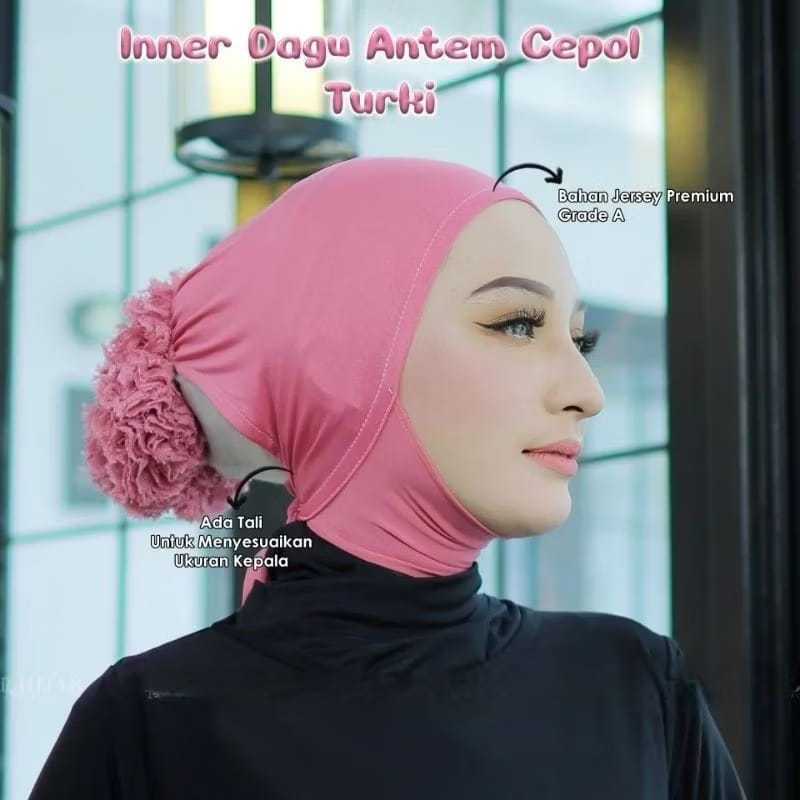 (YASMIN) CIPUT TURKI TALI DAGU CEPOL RENDA/INNER CEPOL TURKI/CEPOL HIJAB INSTAN PREMIUM