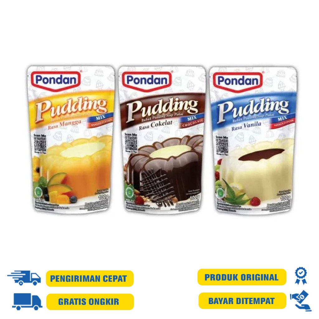 

Pondan Pudding Pouch 100 G.R - Mangga | Cokelat |Vanilla