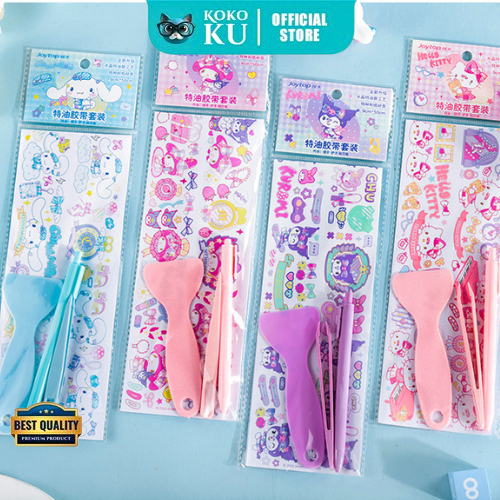 

4 in 1 Set Stiker Dengan Alat Jurnal/ Sticker Dekorasi Jurnal Lucu Karakter Sanrio
