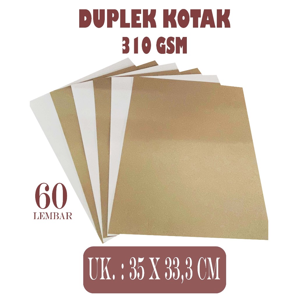 

DUPLEK CUOTED / DUPLEK KOTAK 310 GSM UKURAN 33 X 33,3 CM , ISI 60 LEMBAR