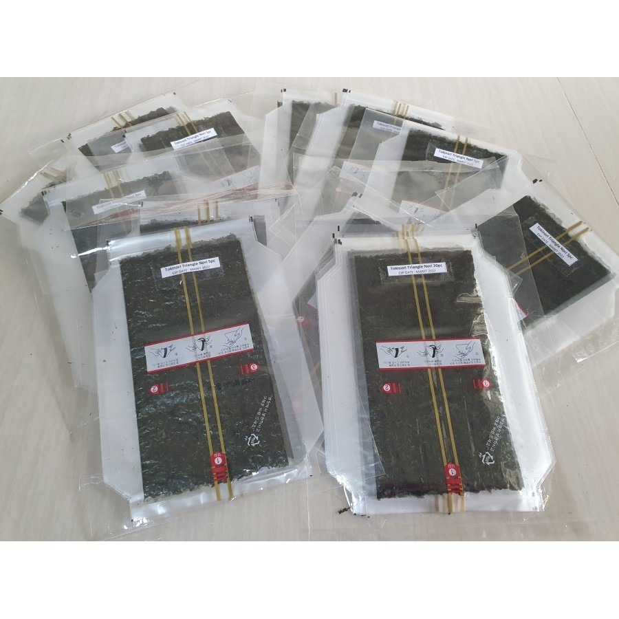 

NORI ONIGIRI POLOS 100 SHEET / SUSHI NORI TRIANGLE ONIGIRI 100 LEMBAR KEMASAN POLOS