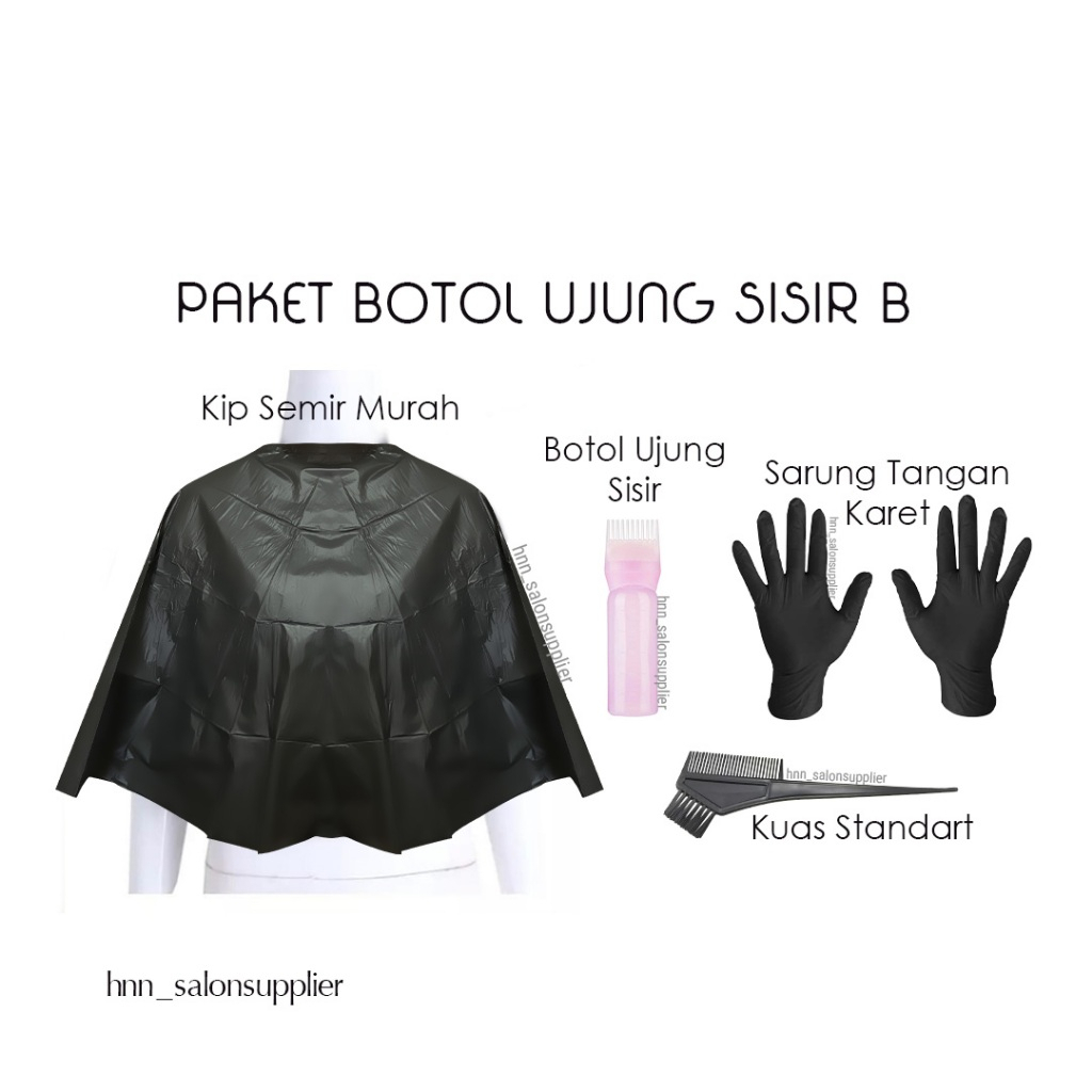 Paket Alat Semir Botol Cat Rambut Ujung Sisir Salon Barbershop