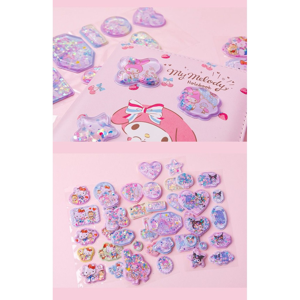 

STIKER KUROMI SANRIO 3D WATER SEAL / STICKER CINAMOROL ISI AIR MANIK / STIKER AIR GLITTER ANAK 3D WATER SEAL