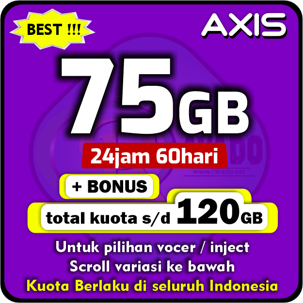 AXIS PAKET DATA MURAH INTERNET BRONET AIGO 75GB 35GB FULL REGULER 30HARI 60HARI