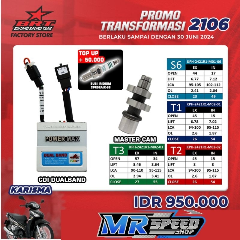 PAKET CDI DUALBAND + CAM NOKEN AS BRT KPH KARISMA/SUPRA X 125