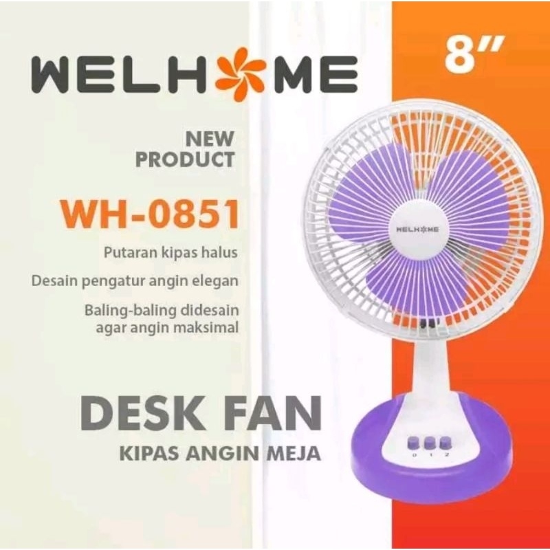 KIPAS ANGIN WELHOME WH-0851 kipas angin meja kipas angin duduk kipas angin kecil kipas angin dinding