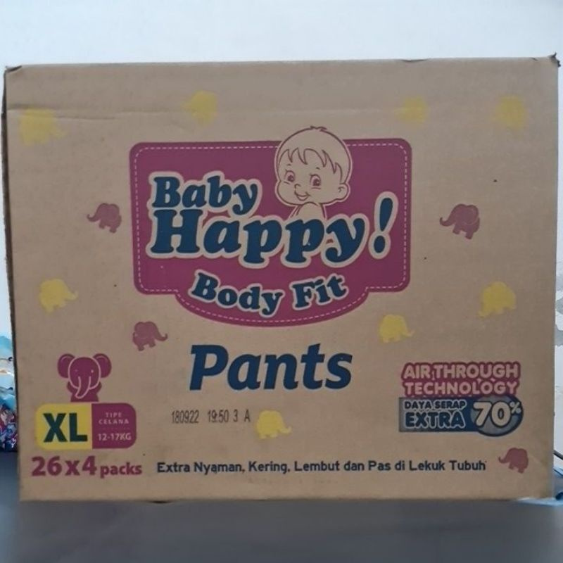 BABY HAPPY PANTS XL26 - Paket Hemat 1 Karton POPOK BAYI CELANA KERING DAN TIDAK RUAM - Pampers Murah