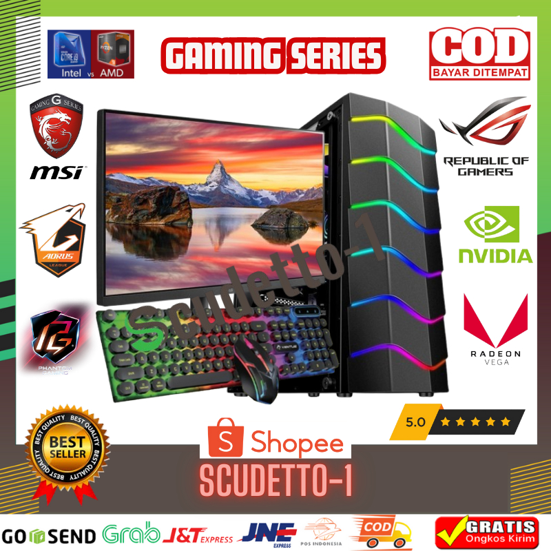 Komputer PC Gaming Full Sett AMD A8 7600 Ram 8GB HDD SSD Siap Pakai
