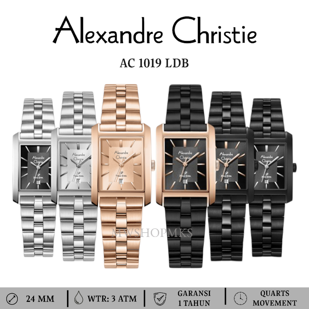 Jam Wanita Alexandre Christie AC 1019 AC1019 Stainless Alexander Christie Original Free Baterai
