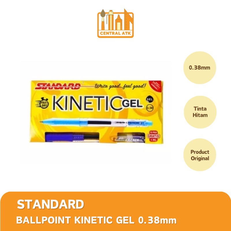 

BOLPEN / BALLPOINT / PULPEN STANDARD KINETIC GEL 0.38 HITAM ( 1 PCS )