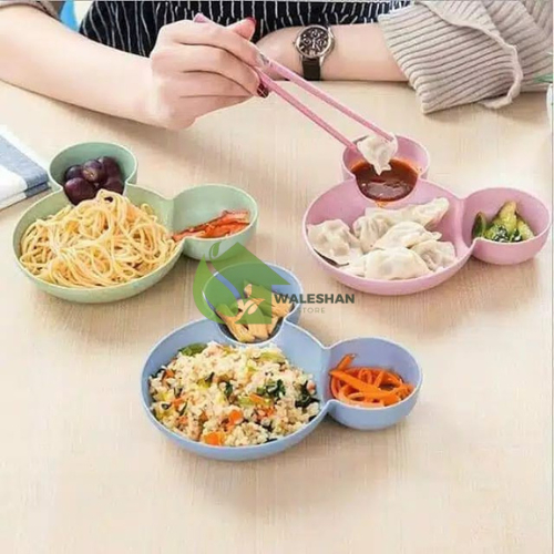 Piring Mangkok Mangkuk Saji Jerami Food Grade Tempat Makan Piknik Hiking Bentuk Mickey Mouse Lucu Se