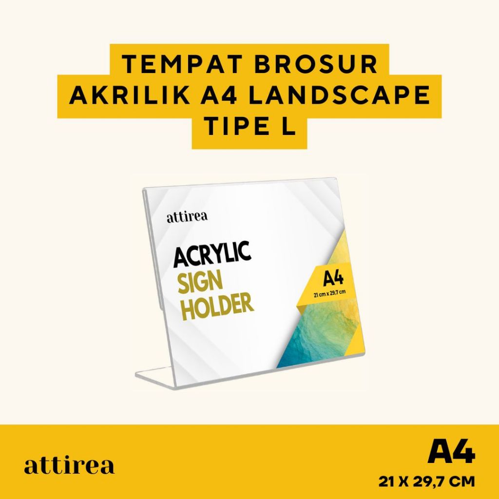 Tempat Brosur Akrilik A4 Landscape - Tipe L | Tent Holder Standing | Qris Card Menu