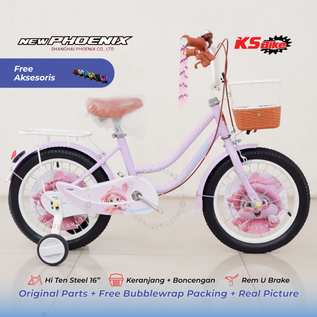 Mini New Phoenix 2209 12 16 18 Inch Sepeda Anak Perempuan Umur 2 3 4 Tahun Sepeda Keranjang Boncenga