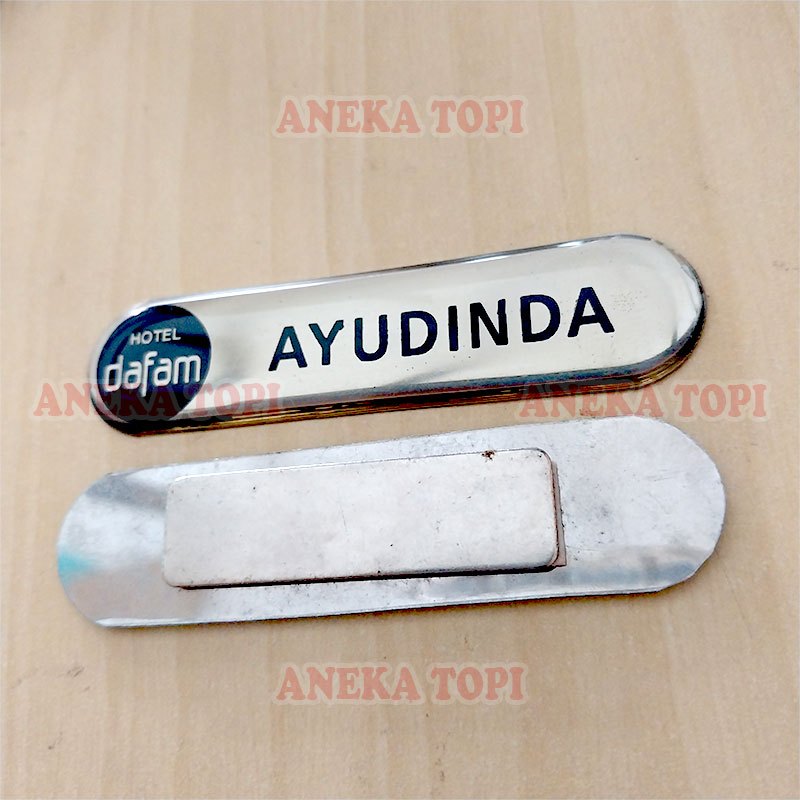 

Name Tag Oval Fiber Papan Nama Hotel Model Oval Magnet - Aneka Topi