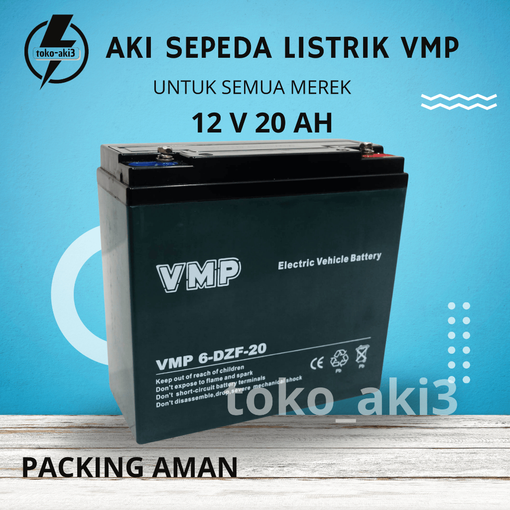 AKI BATERAI VMP 12V 20AH  VMP E-BIKE 12V 20AH AKI KERING BATTERY BATERAI SEPEDA LISTRIK