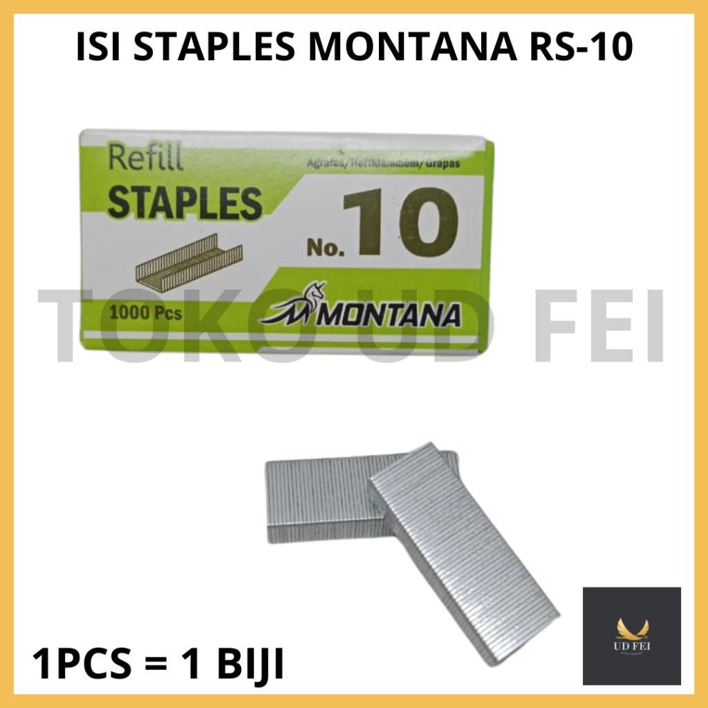 

(1 PCS=1 KOTAK KECIL) ISI STAPLES MONTANA/ ISI STAPLES NO 10/ ISI STAPLES MURAH