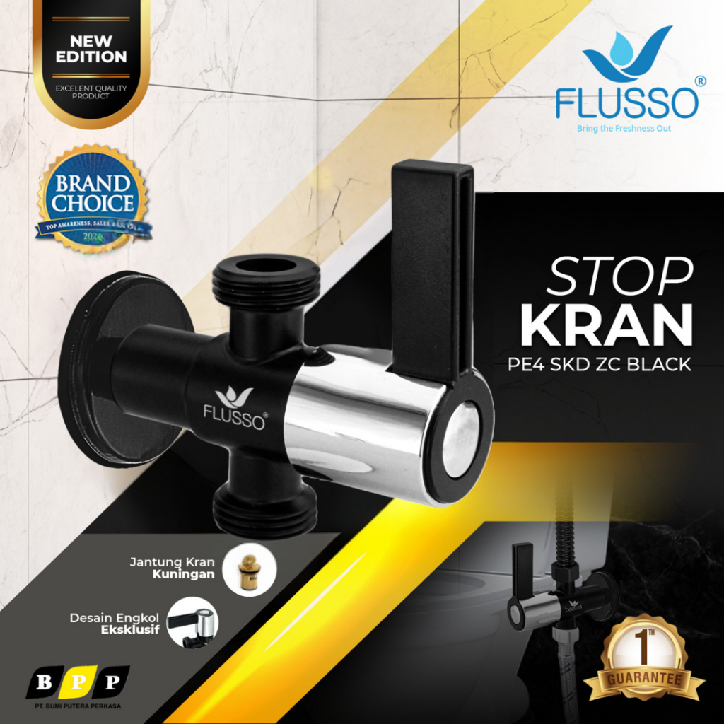 STOP KRAN Cabang Double 1/2 Wastafel Closet Jantung FLUSSO | Stop Kran Jet Closet Stop Kran Wastafel