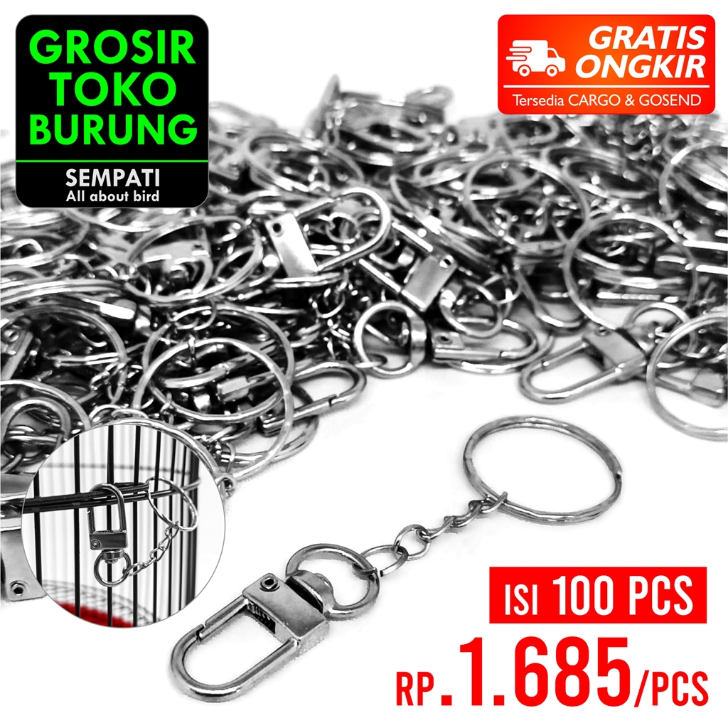 SEMPATI GROSIR Rantai Gembok Silver Pengunci Sangkar Burung Isi 100 Pcs Rantai Kunci Kandang Murai L