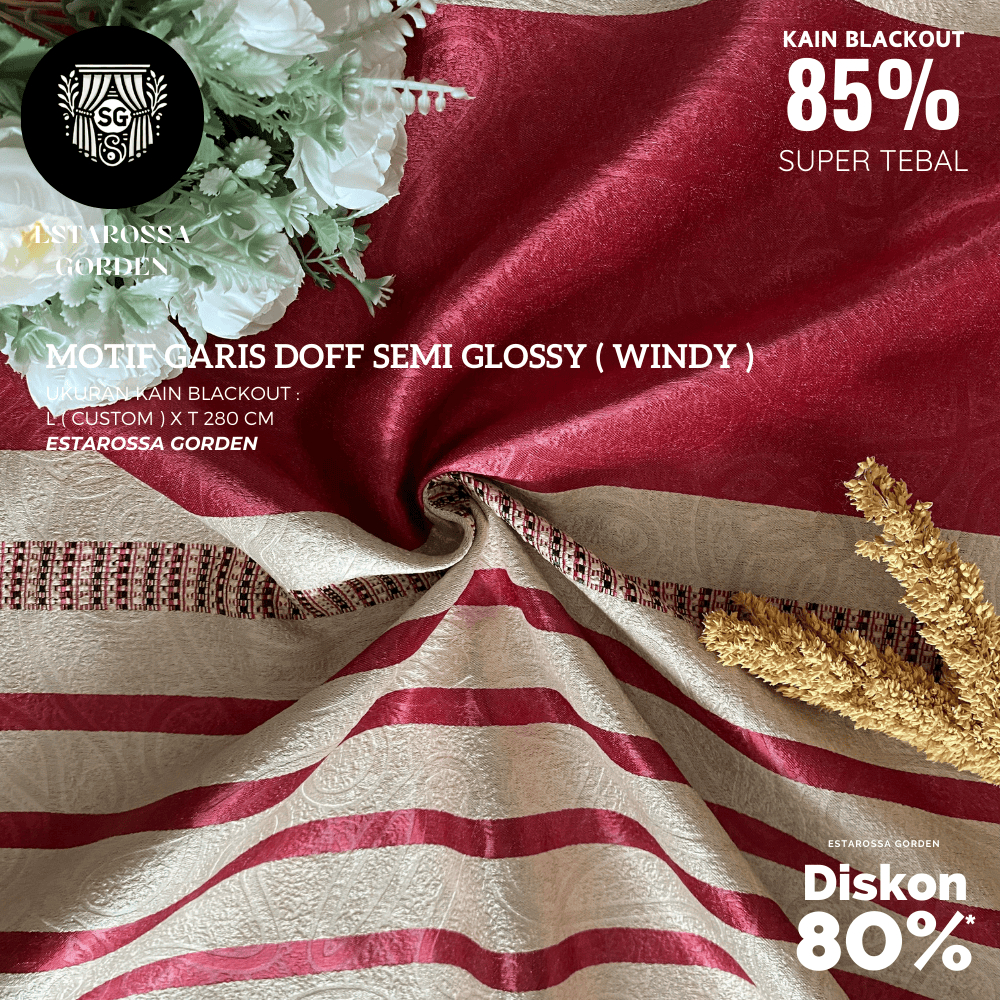 KAIN GORDEN BLACKOUT POLOS METERAN CUSTOM MOTIF GARIS DOFF SEMI GLOSSY ( KAIN BLACKOUT 85% - 95% - K