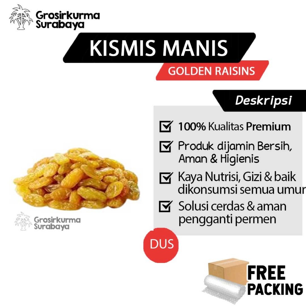 

KISMIS PREMIUM DUS 10kg Natual Arab Kualitas Terbaik Rasa Asam Manis Fresh Terbaik Muesli Granola