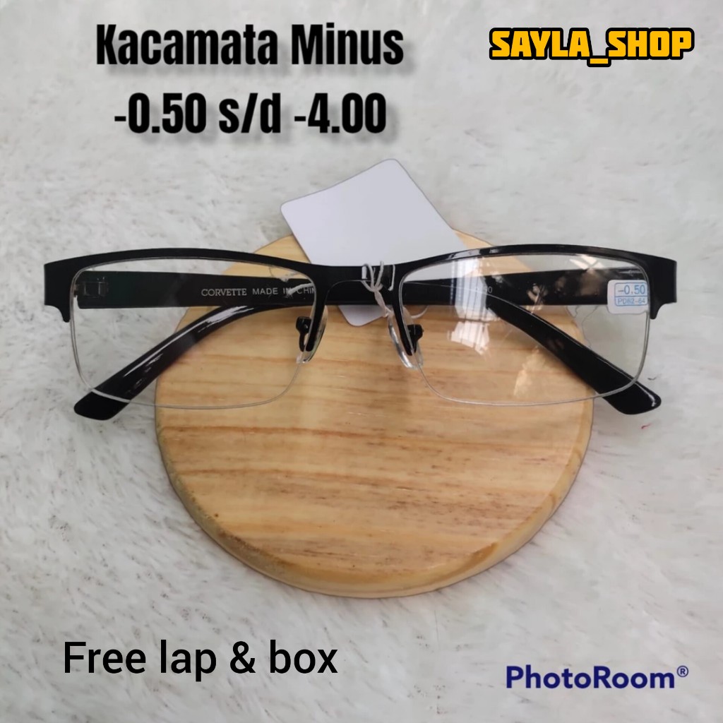 PROMO Kacamata Minus Pria Dan Wanita Frem Gantung Setengah Bingkai -0.50 Sampai -4.00, Frem Kacamata