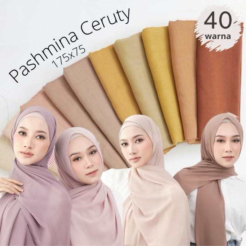 [SALE] Paket 10 pcs Pashmina Ceruty by Azara Superfashion / Hijab Pasmina Malay Ceruti Babydoll Polo