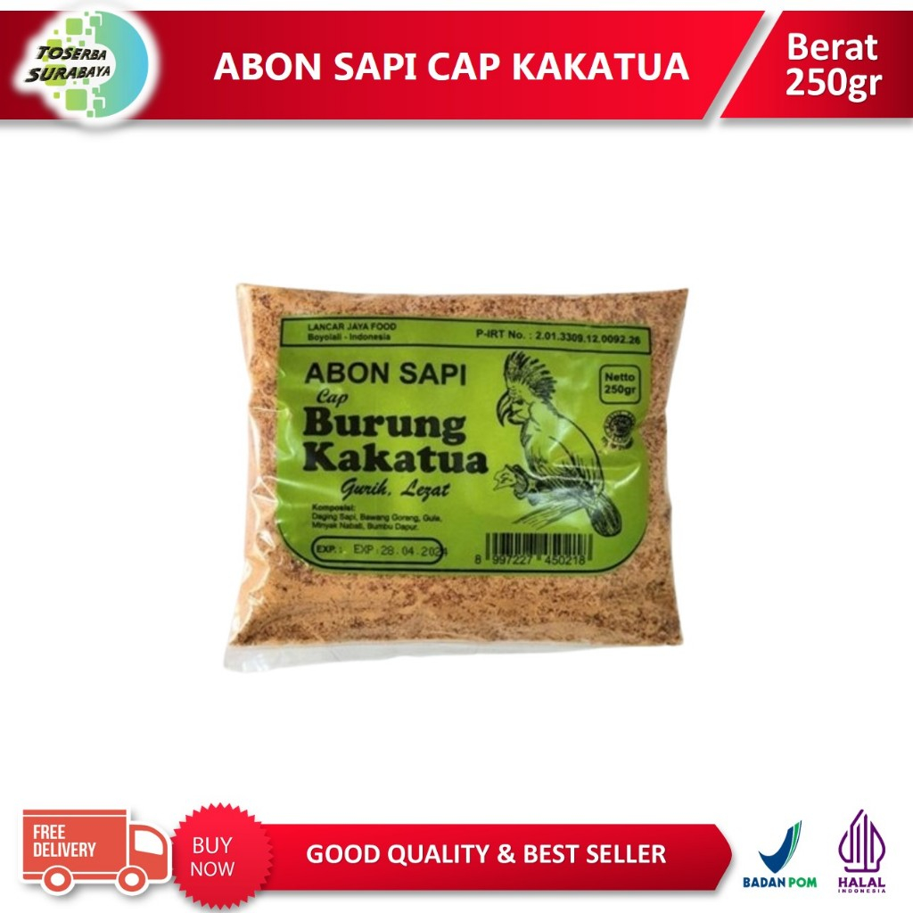 

ABON SAPI Asli Cap Burung Kakaktua 250gr Best Seller Halal 100%