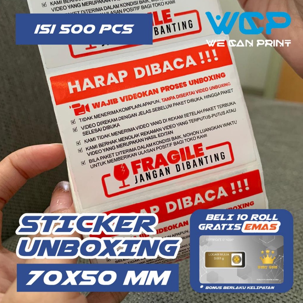 

KODE Q32T 5 PCS Label Sticker FRAGILE Wajib Video Unboxing Stiker Jangan Dibanting Online Shop