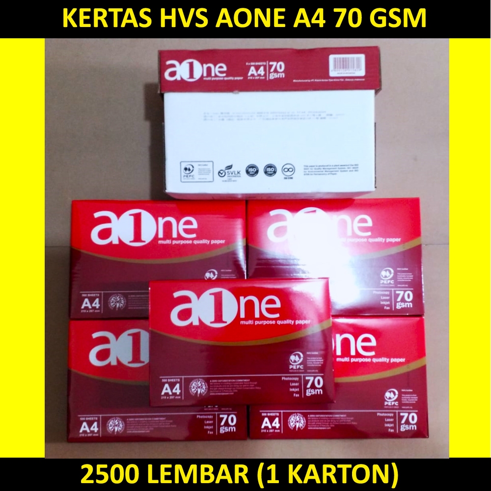 

KERTAS HVS AONE FC 70 A4 2500 LEMBAR (1 KARTON)