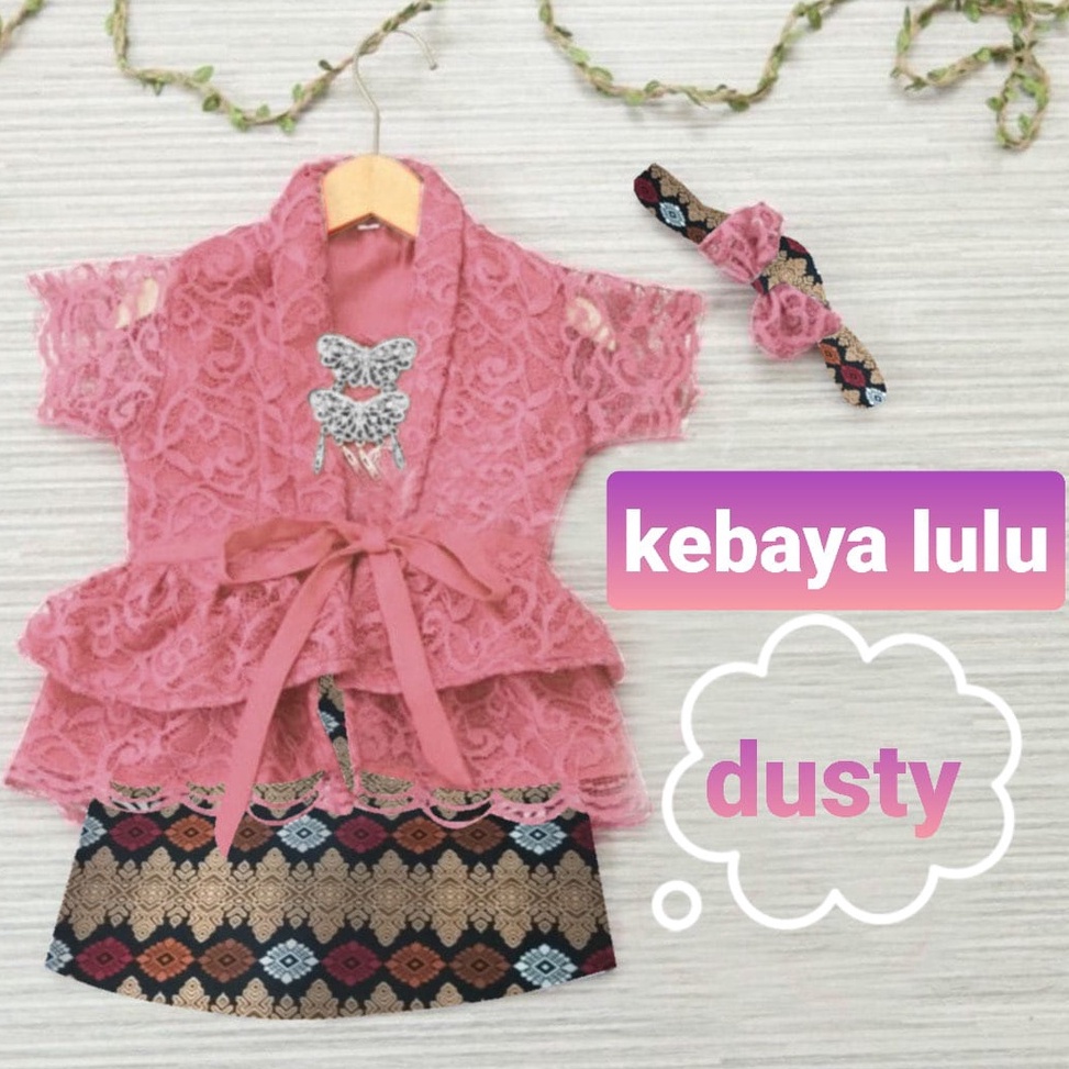 Diskon sd 2 Kebaya Anak Brukat Modern Gratis Bando Setelan Baju Brokat  Rok Batik Bayi Balita Kutu B