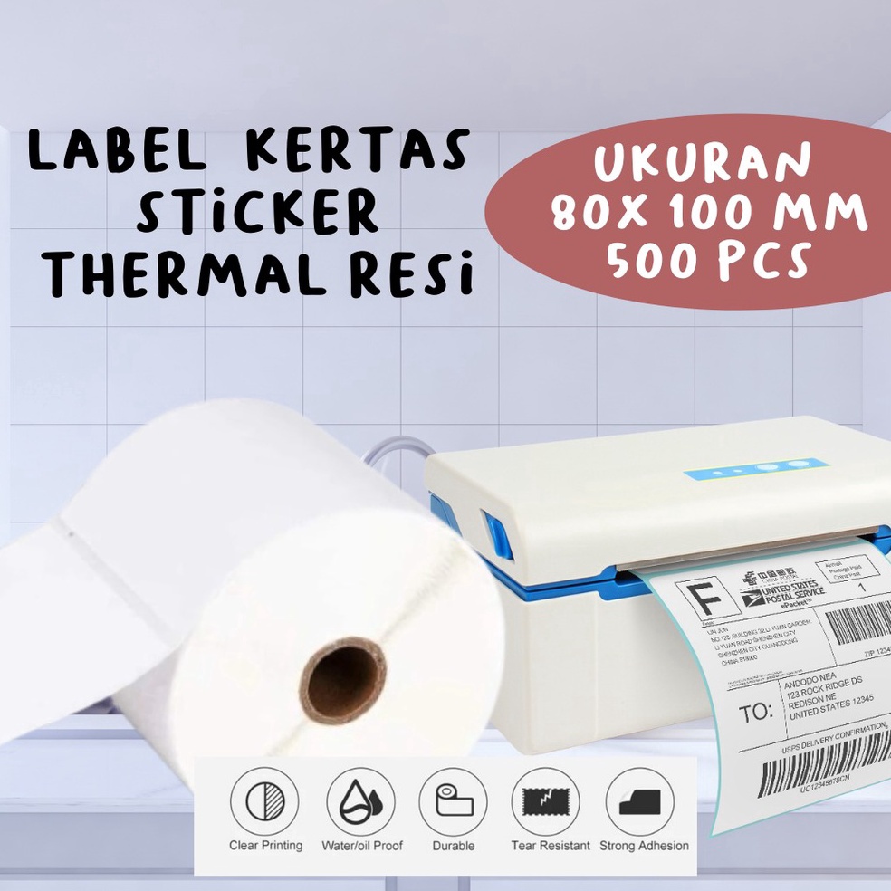 

KODE E68Q LABEL THERMAL 8 X 1 mm KERTAS STICKER DIRECT THERMAL 8x1 mm