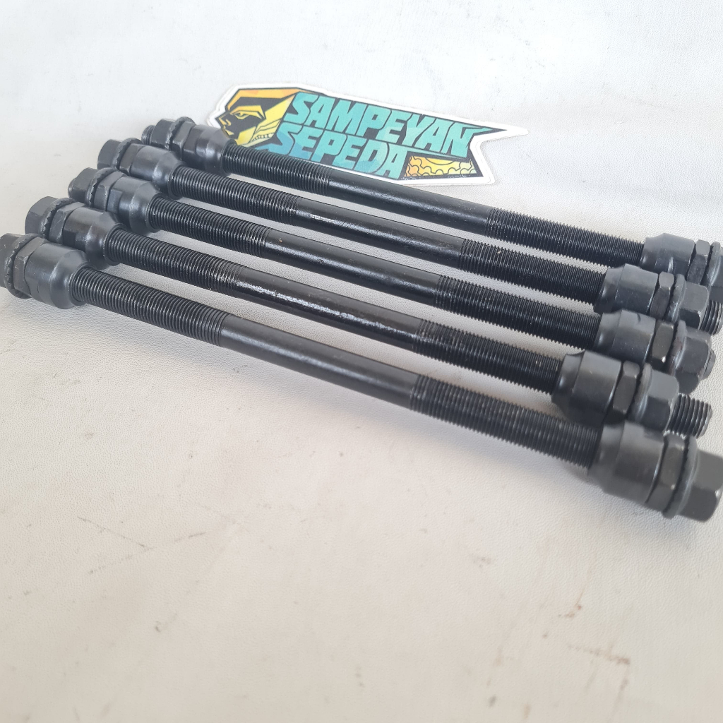 As Roda Belakang Sepeda Panjang INTER 195mm As Belakang 3/8x195mm Besi Hitam Sepeda Mini Federal