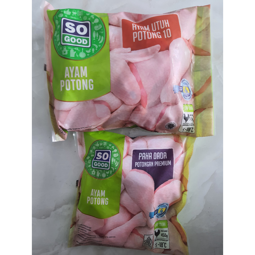 

SO GOOD AYAM UTUH POTONG 10 1KG & PAHA DADA 450GR