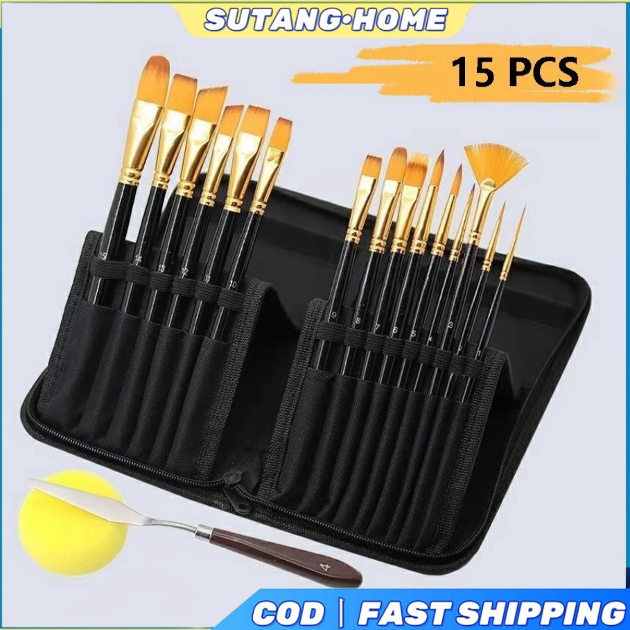 

ART E8U2 SUTANG18 IN 1 Art Brush Set 15pcs Alat kuas lukis lengkap Mixing Knife Murah Berkualitas