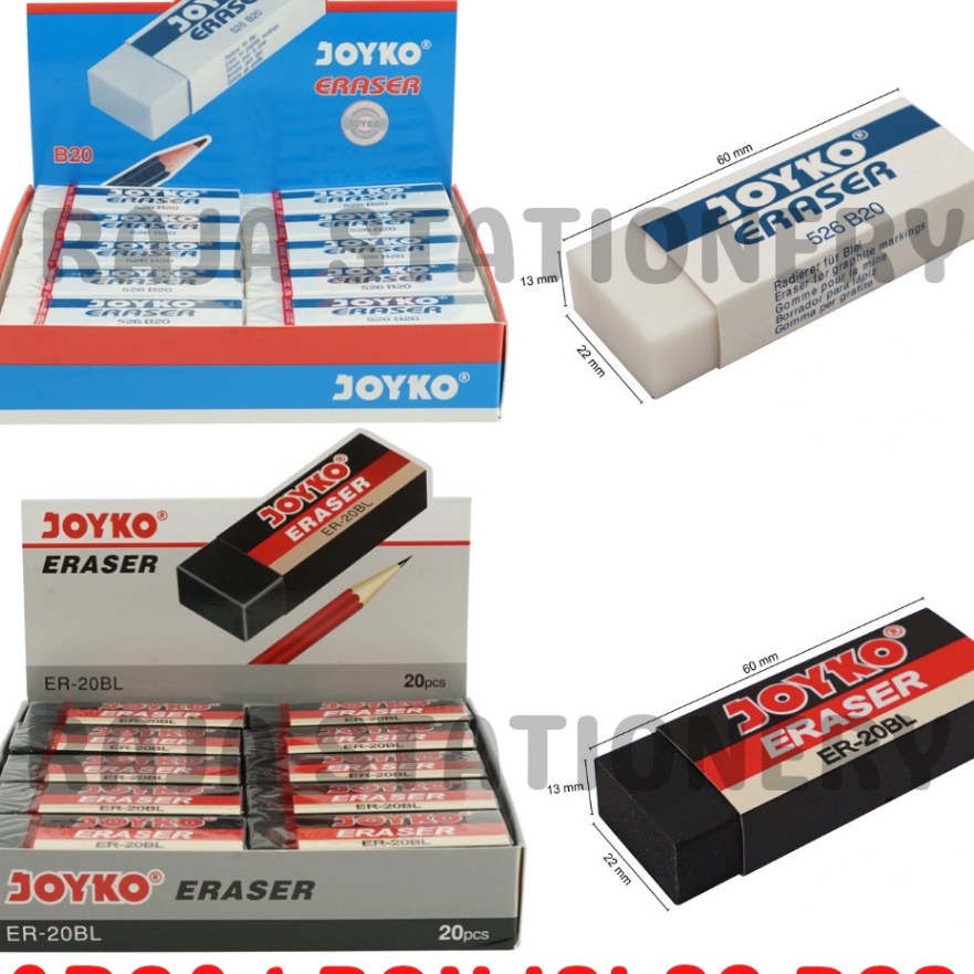 

Hemat JOYKO ERASER BLACK WHITE PENGHAPUS JOYKO PUTIH HITAM UJIAN B2 22PCS