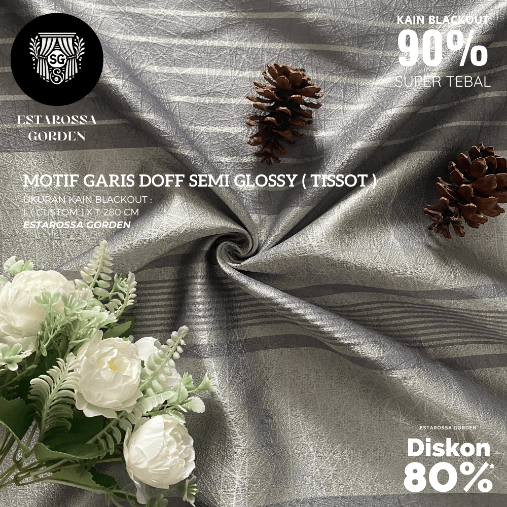 KAIN GORDEN BLACKOUT POLOS METERAN CUSTOM MOTIF GARIS DOFF SEMI GLOSSY ( KAIN BLACKOUT 85% - 95% - K