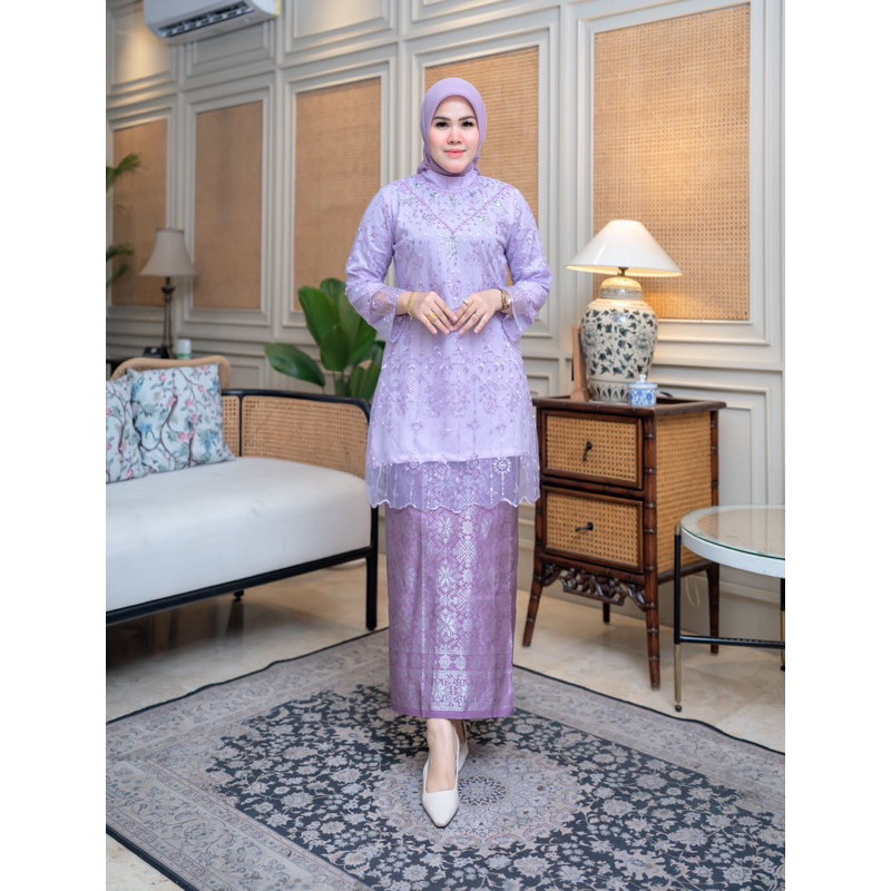 set tunik payet manjalita / kebaya pesta terbaru / kebaya tunik tile kombinasi rok songket