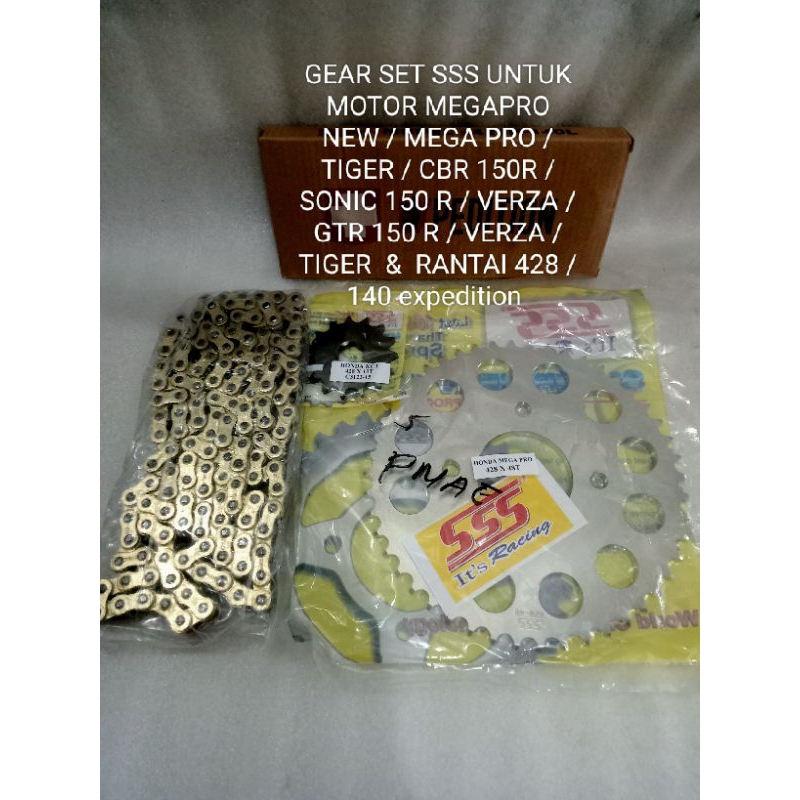 GEAR SET / GIR SET SSS UNTUK MOTOR MEGAPRO NEW / MEGA PRO / TIGER / CBR 150R / SONIC 150 R / VERZA /