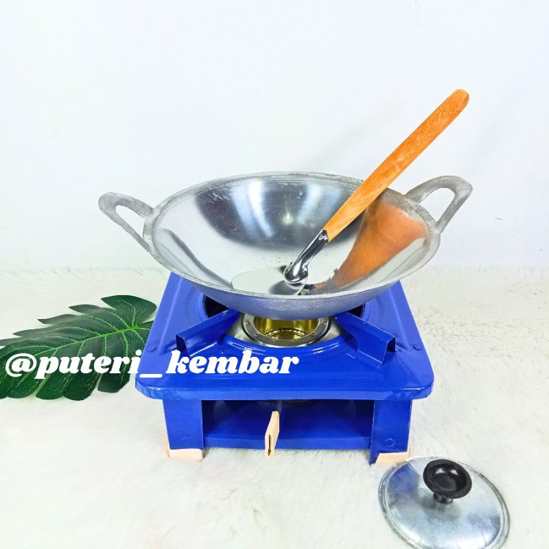 Kompor Spirtus Kotak 20 cm dan Wajan No. 9 (Free Sutil)