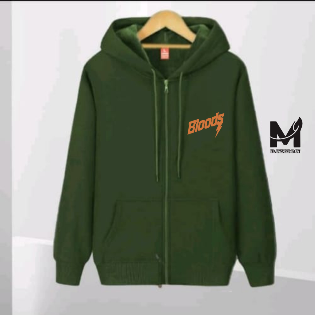Rizmon Distro Bloud Logo Orange On Orange Hoodie Zipper Crop Top l Jaket Pria & Wanita