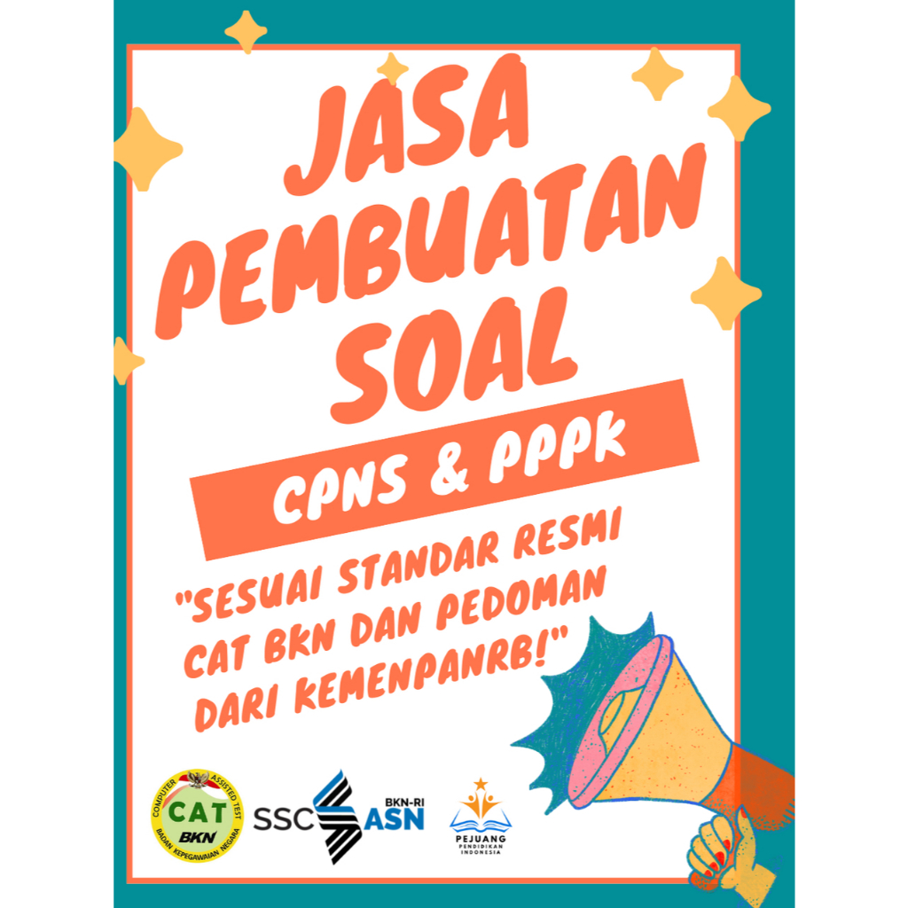 

JASA PEMBUATAN SOAL PPPK DAN CPNS (SKD & SKB)