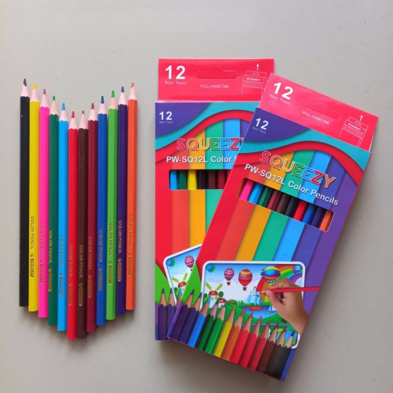 

Pensil Warna Colored Pencils Squeezy SQ-12L Panjang [ Set ] Original