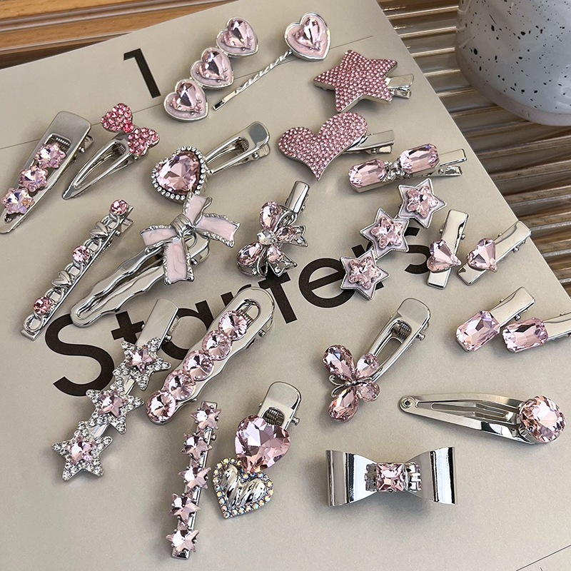 [CUCI GUDANG] JEPIT PONI METAL SILVER PINK Y2K KPOP KOREAN STYLE HAIRPIN PIN RAMBUT BANGS JEPITAN MI
