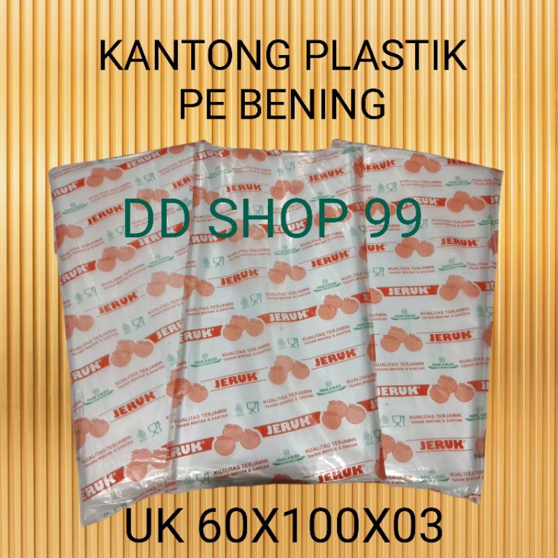 Plastik PE Bening UK 60X100X03, kantong Plastik PE,/PE Jeruk